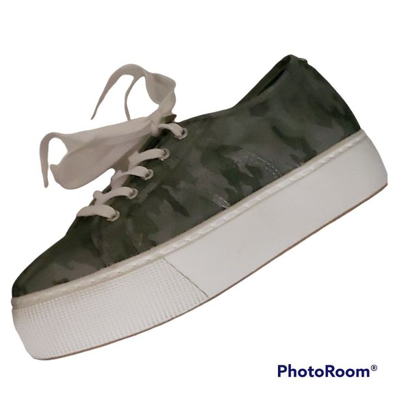 Steve Madden Women's Camo Platform Emmi Sneaker Gray Metallic Shoe Size 9M - Picture 8 of 15